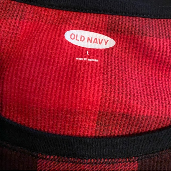 Old Navy, size L, buffalo plaid waffle knit long sleeve top - Picture 3 of 4